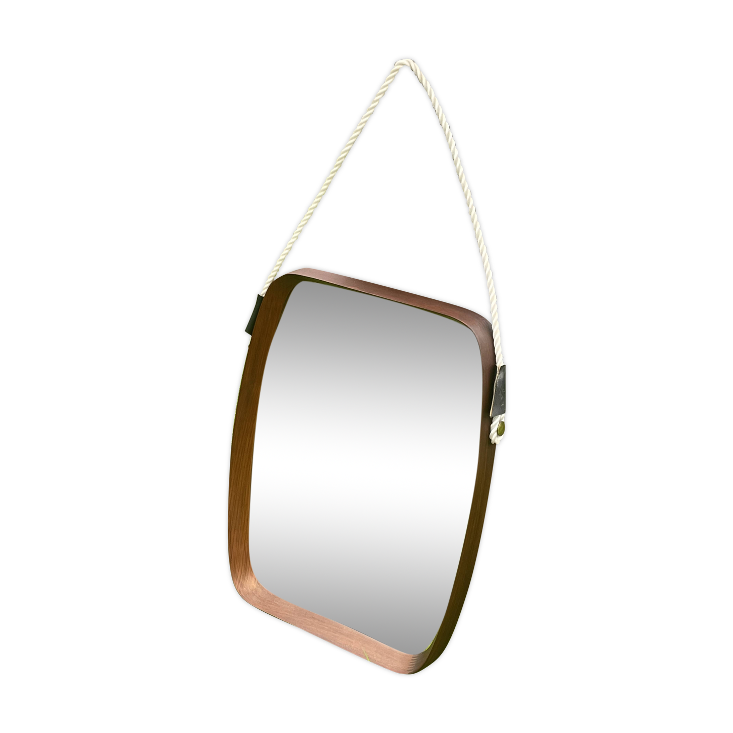 Old scandinavian teak mirror barrel shape vintage 50/60