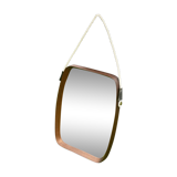 Old scandinavian teak mirror barrel shape vintage 50/60