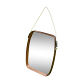 Old scandinavian teak mirror barrel shape vintage 50/60
