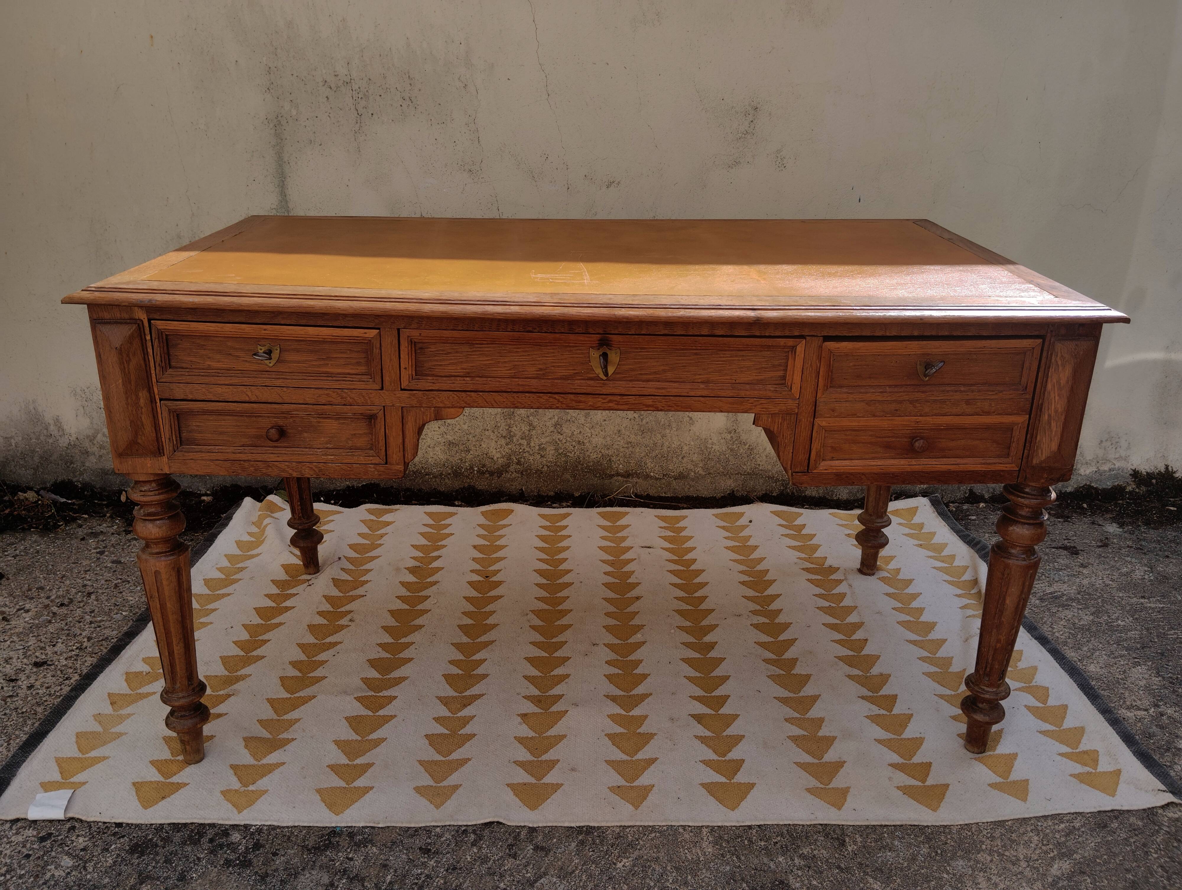 Louis XVI style minister's desk in oak