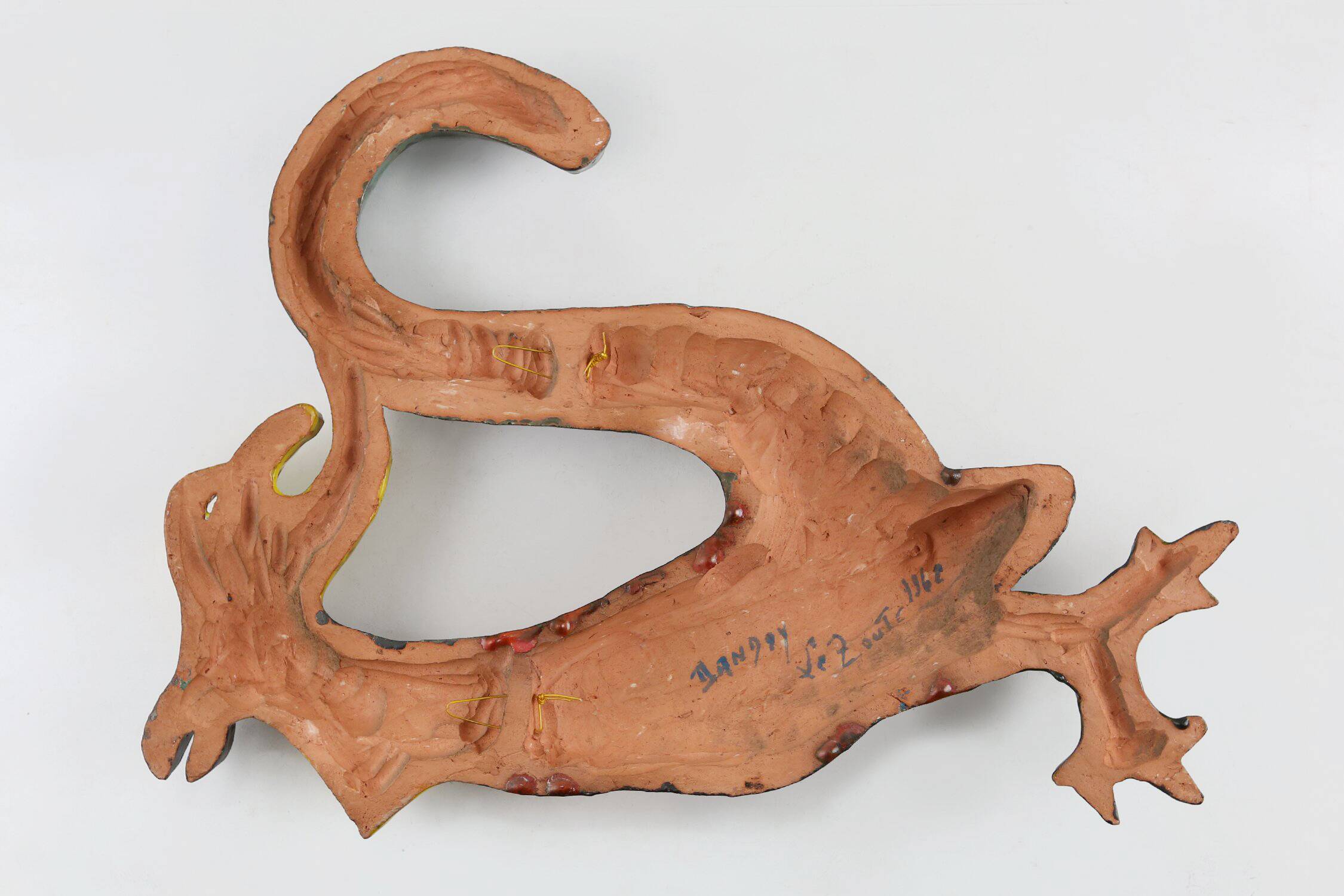 Vintage Ceramic plaquette of a colorful Rooster signed A. Dandoy, Belgium 1