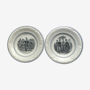 Talking Plates Creil and Montereau Armed Theme No. 18 and 22