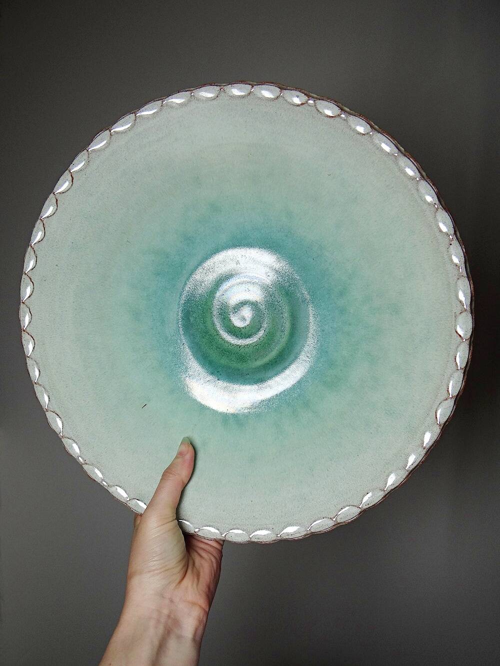 Large Westraven Utrecht vintage glazed terracotta fruit bowl from the 50s