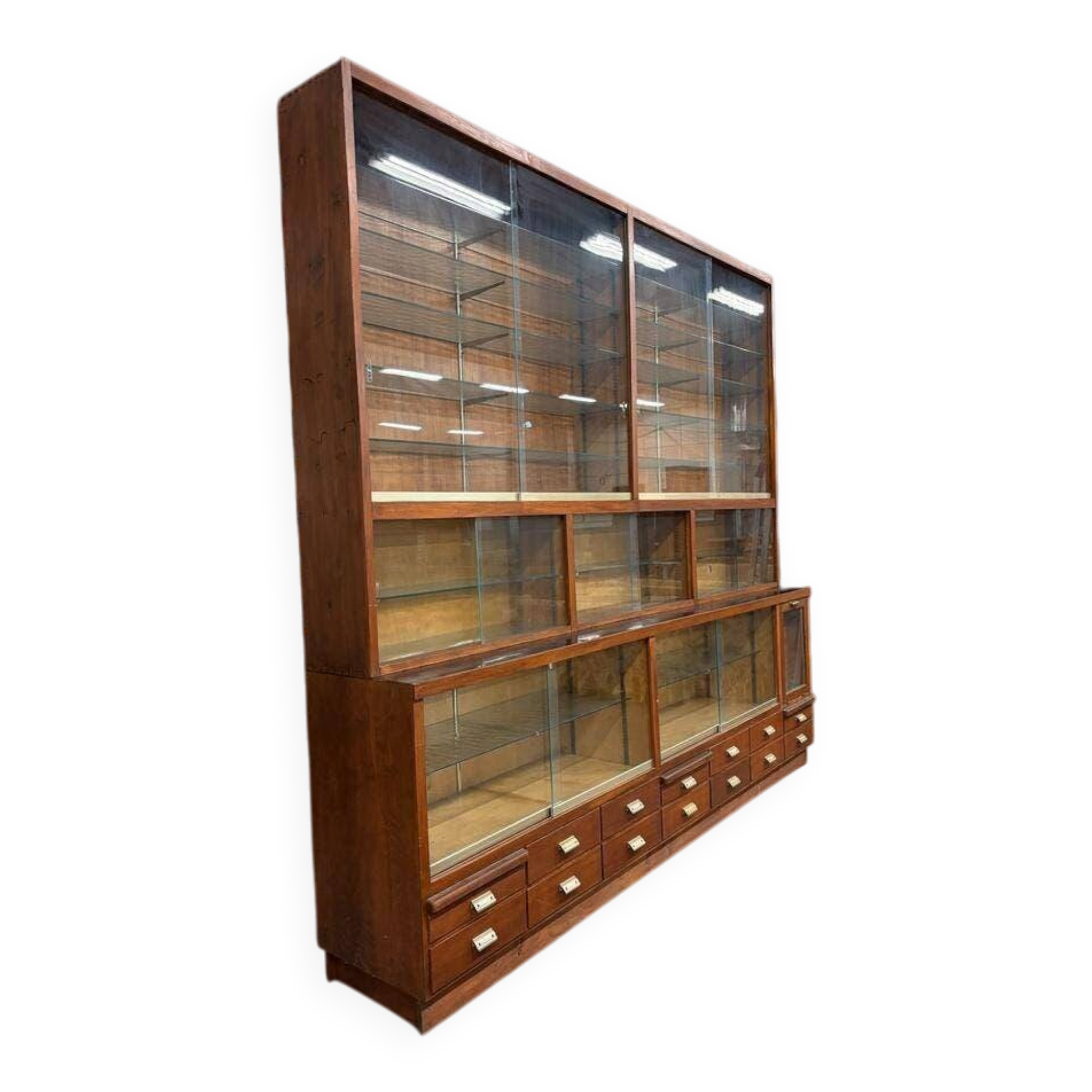 XL vintage wooden display cabinet / sideboard / wall cupboard