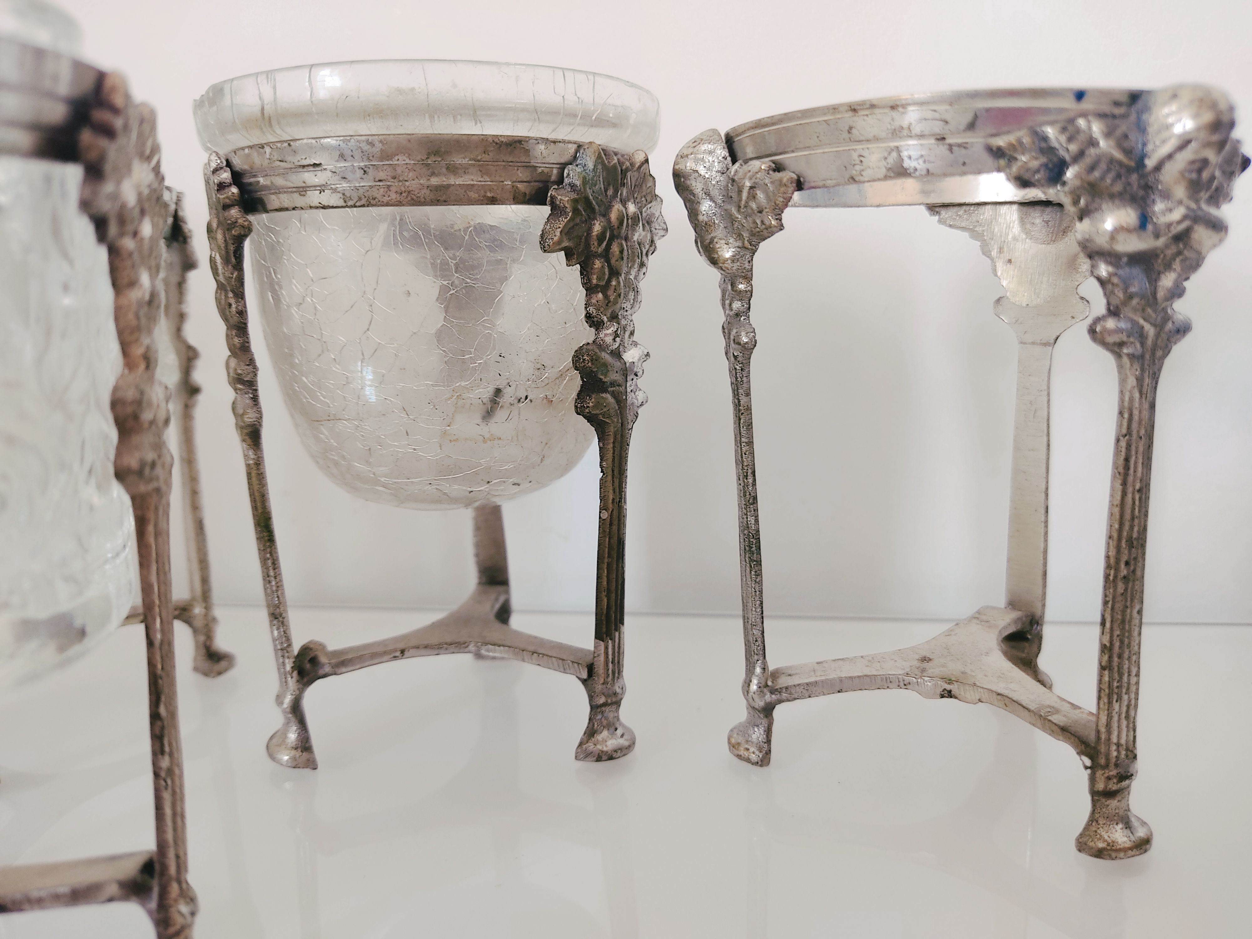 Ensemble de 8 photophores verre et métal