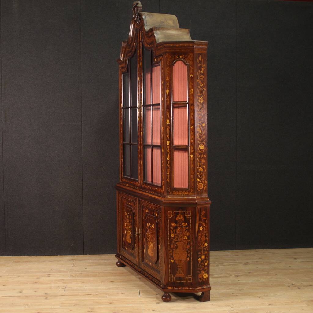 Elegant 20th Century Dutch Inlaid Display Cabinet