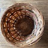 Pot, basket, rattan wicker basket - vintage