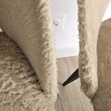 Vintage barrel chair pair – boucle fabric and brass splayed legs