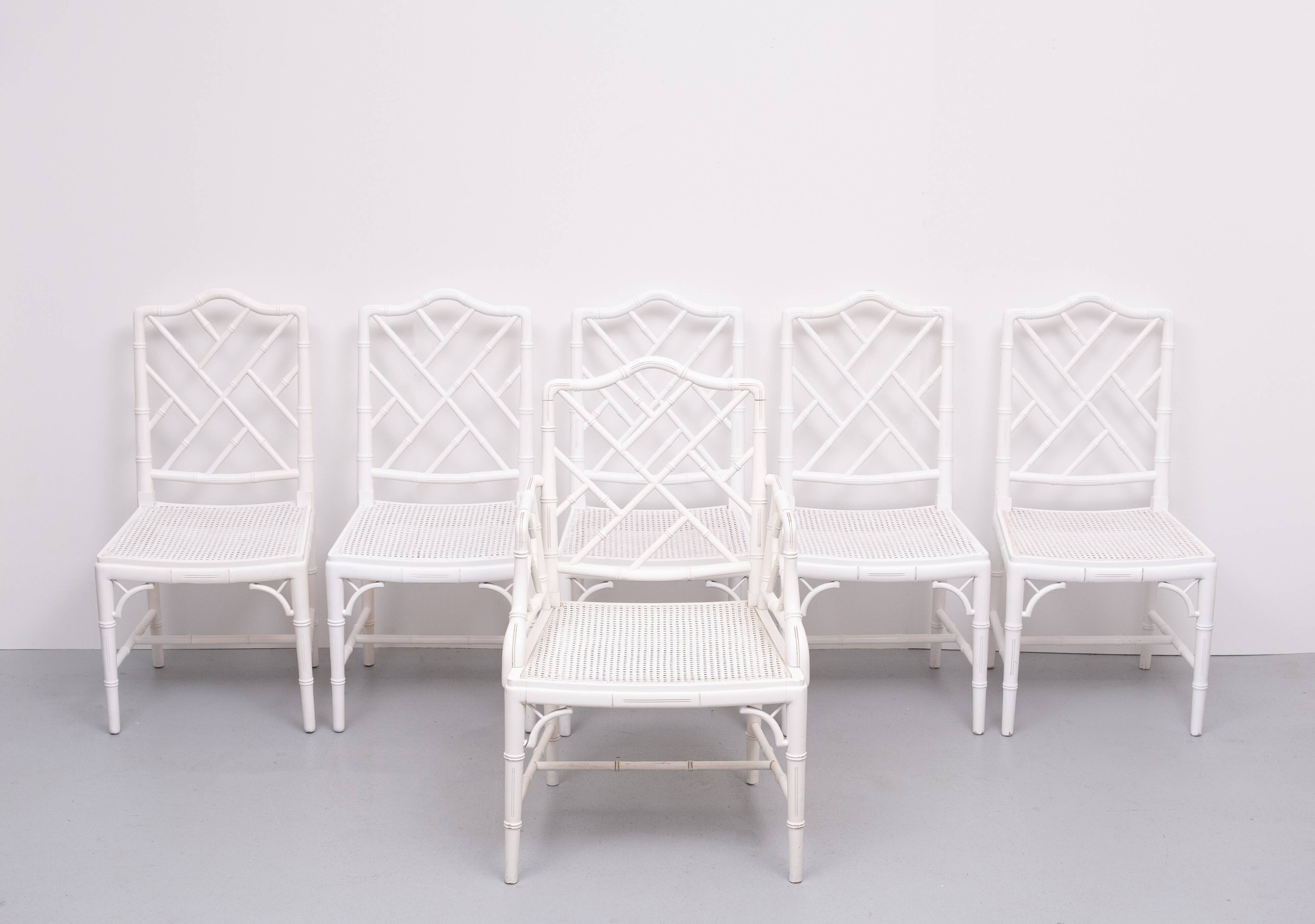 Chinese Chippendale Faux Bamboo Dining chairs set of 6