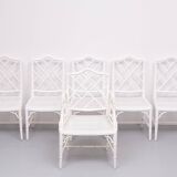 Chinese Chippendale Faux Bamboo Dining chairs set of 6