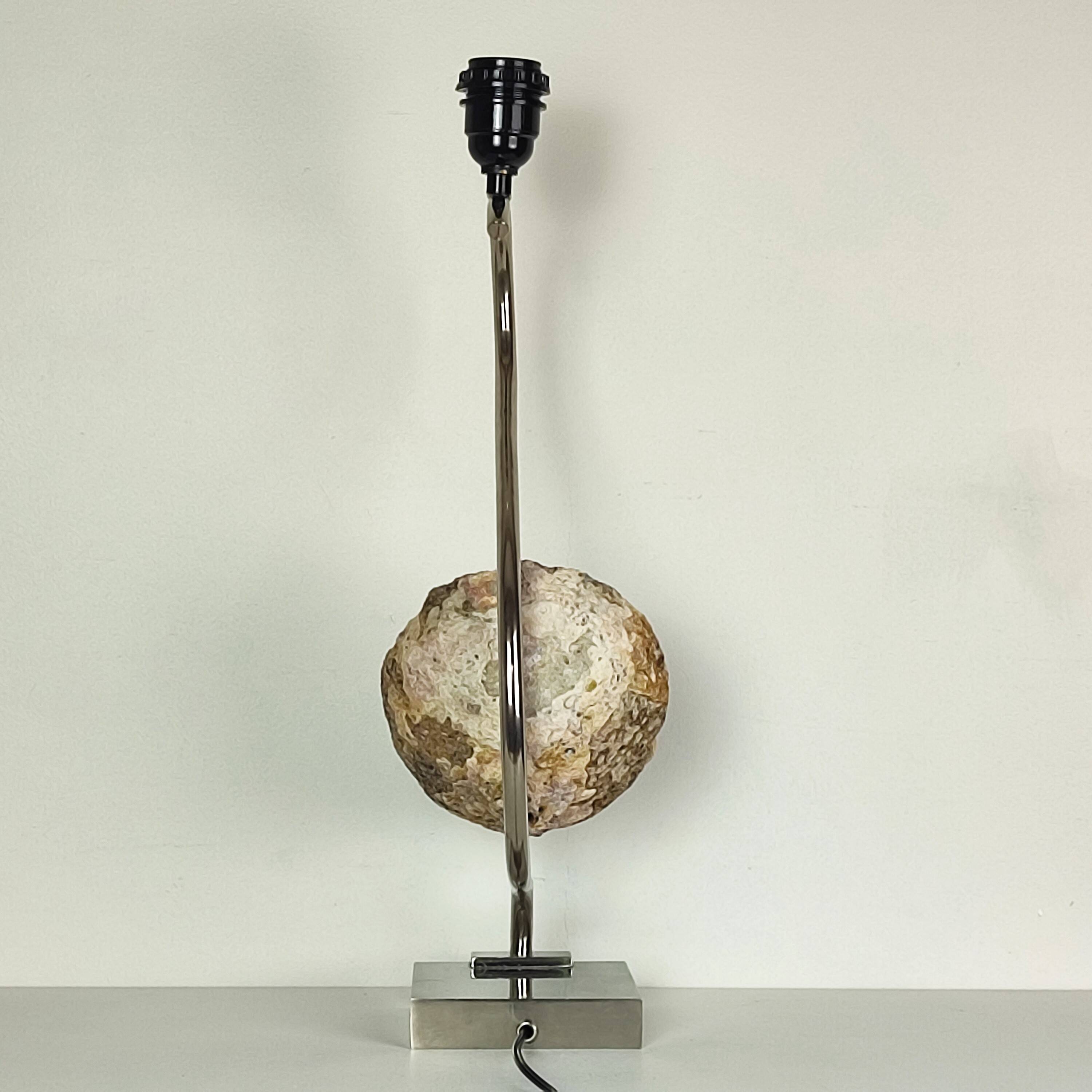 Pied de lampe chrome et améthyste du Brésil