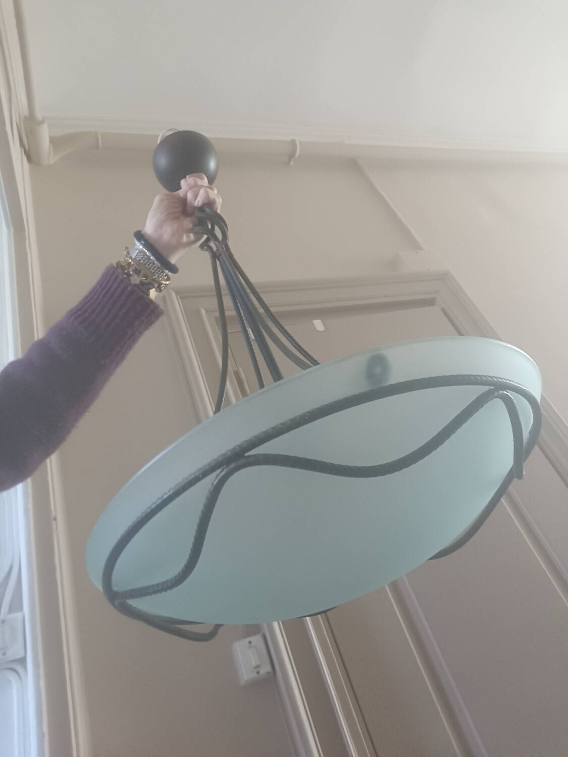 Frosted glass pendant light Maison Delmas