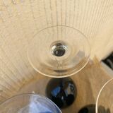 Footed glasses in blown purple bubble glass, Murano style.