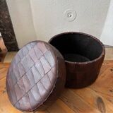 Patchwork leather storage pouf by De Sède, 1970.