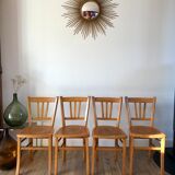 Set of 4 bistro chairs in beech wood 50s