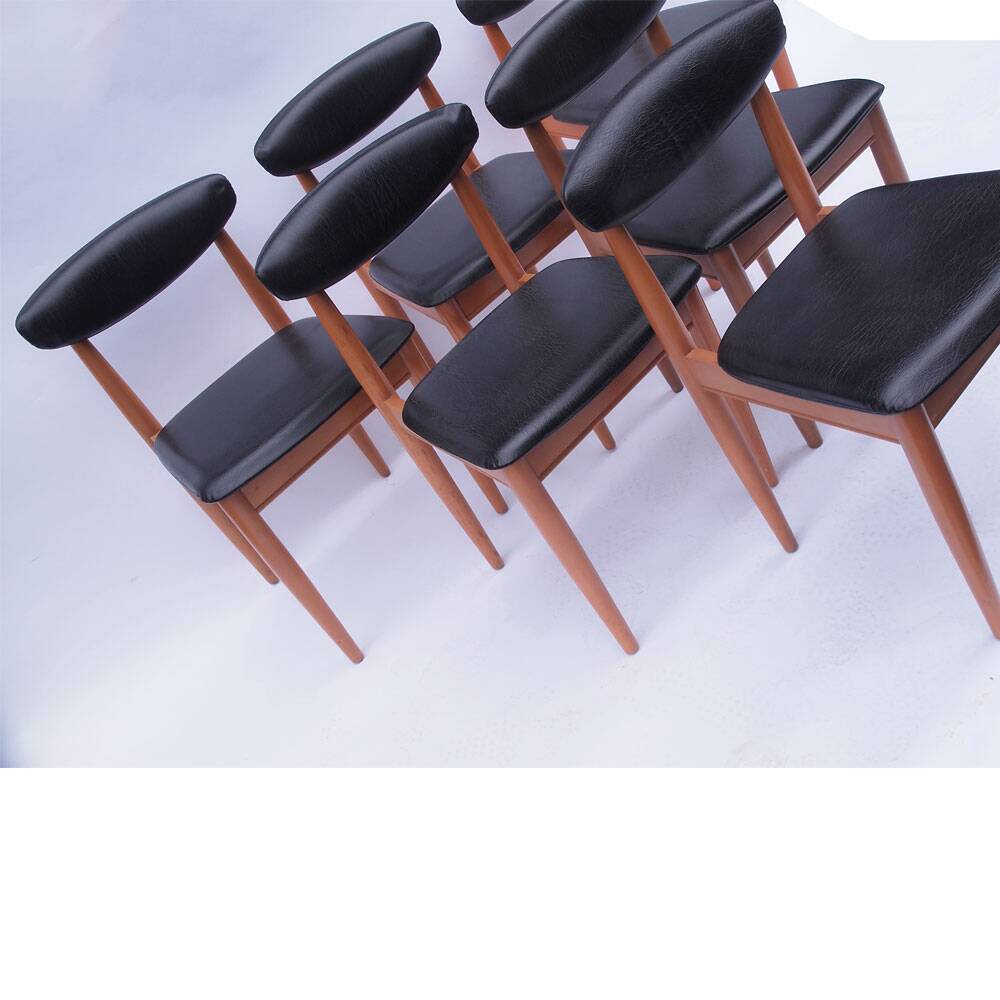 Set of 6 vintage black Scandinavian chairs
