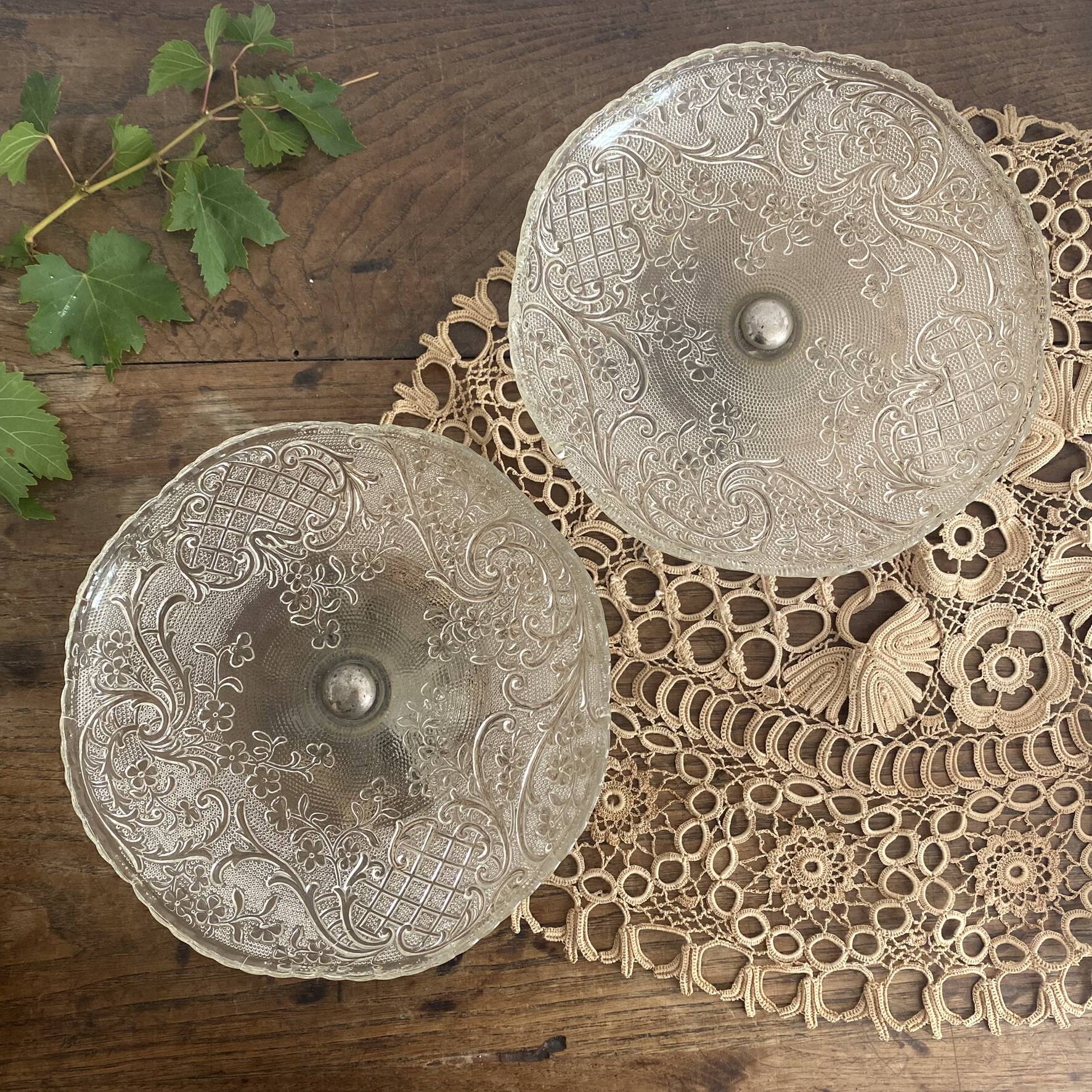 Antique footed bowls, early 20th century compotiers.