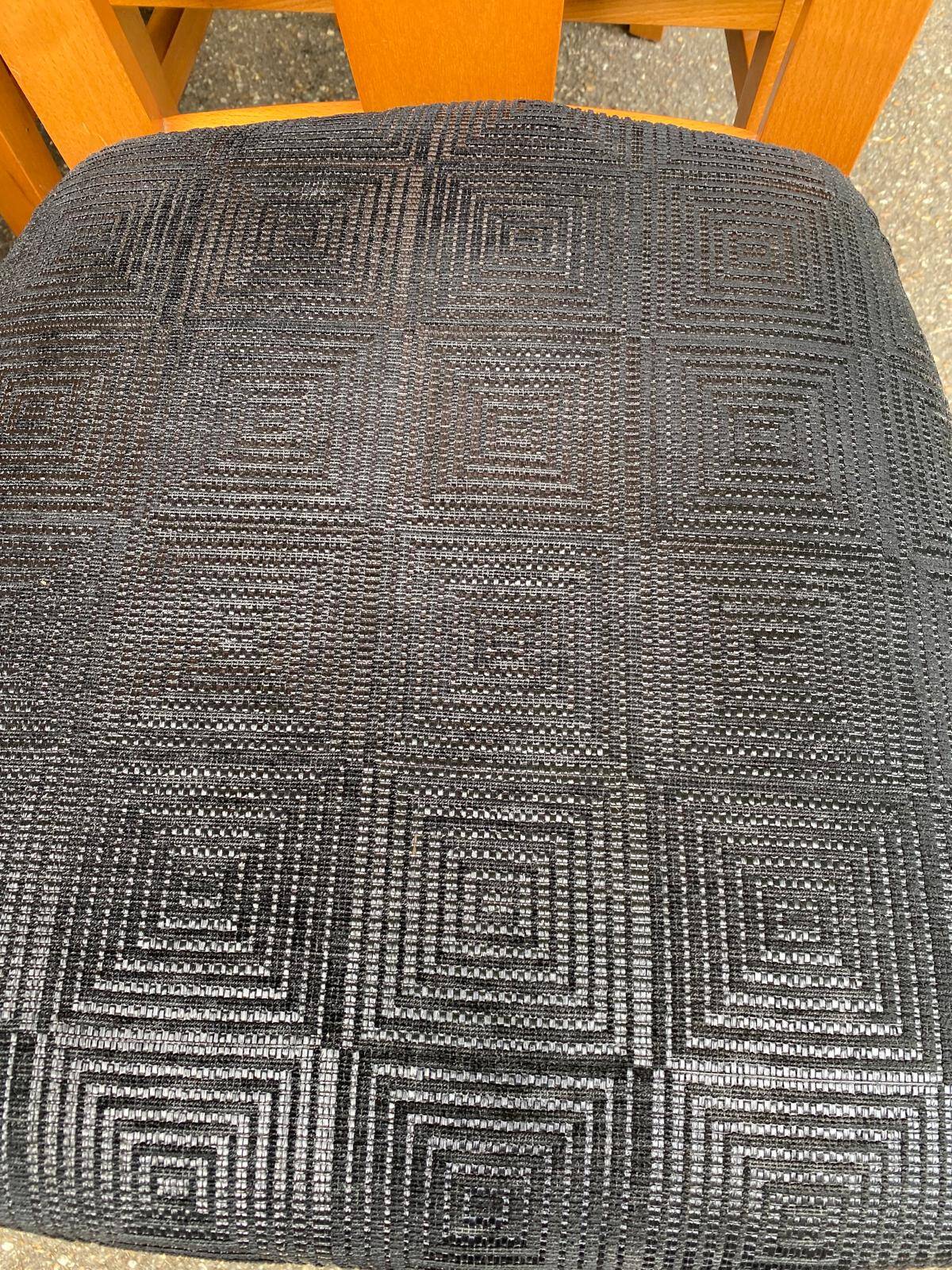 4 Scandinavian dining chairs in solid wood and black fabric from the 1990s.