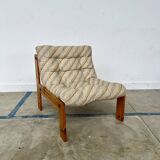 80s armchair with striped fabric and pine structure