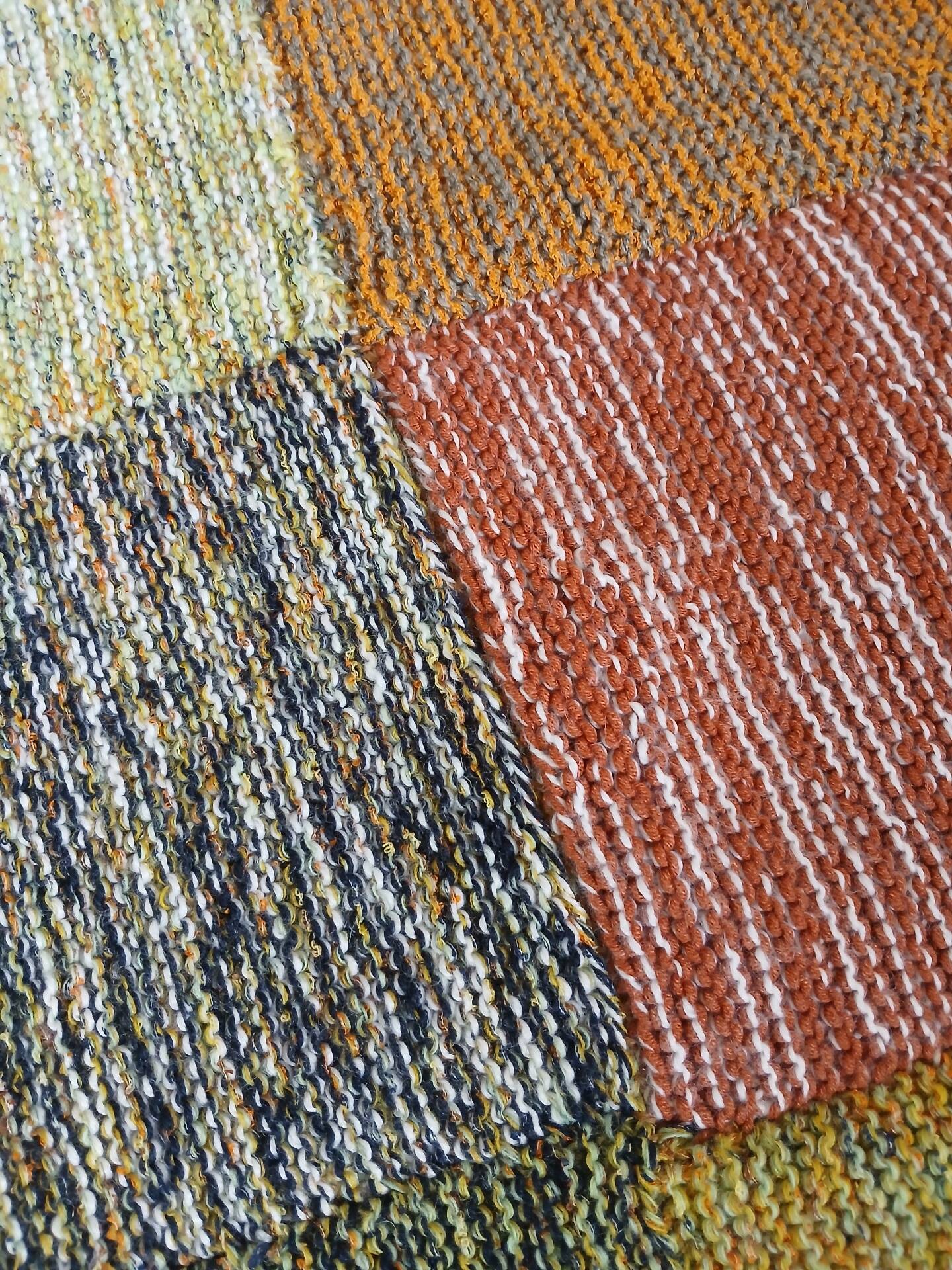 3 patchwork blankets knitted by hand