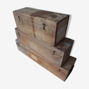 3 boîtes anciennes en bois