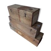 3 old wooden boxes