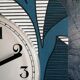 Vintage clock rectangular silent wall clock "Jaz blue white ochre"