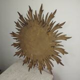 1950s gilded carved wooden sun mirror