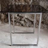 Table aluminum base and vintage glass top