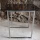 Table aluminum base and vintage glass top