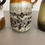Set of Three 1970s Pottery Fat Lava "413-20" Vases Made by Scheurich, Germany