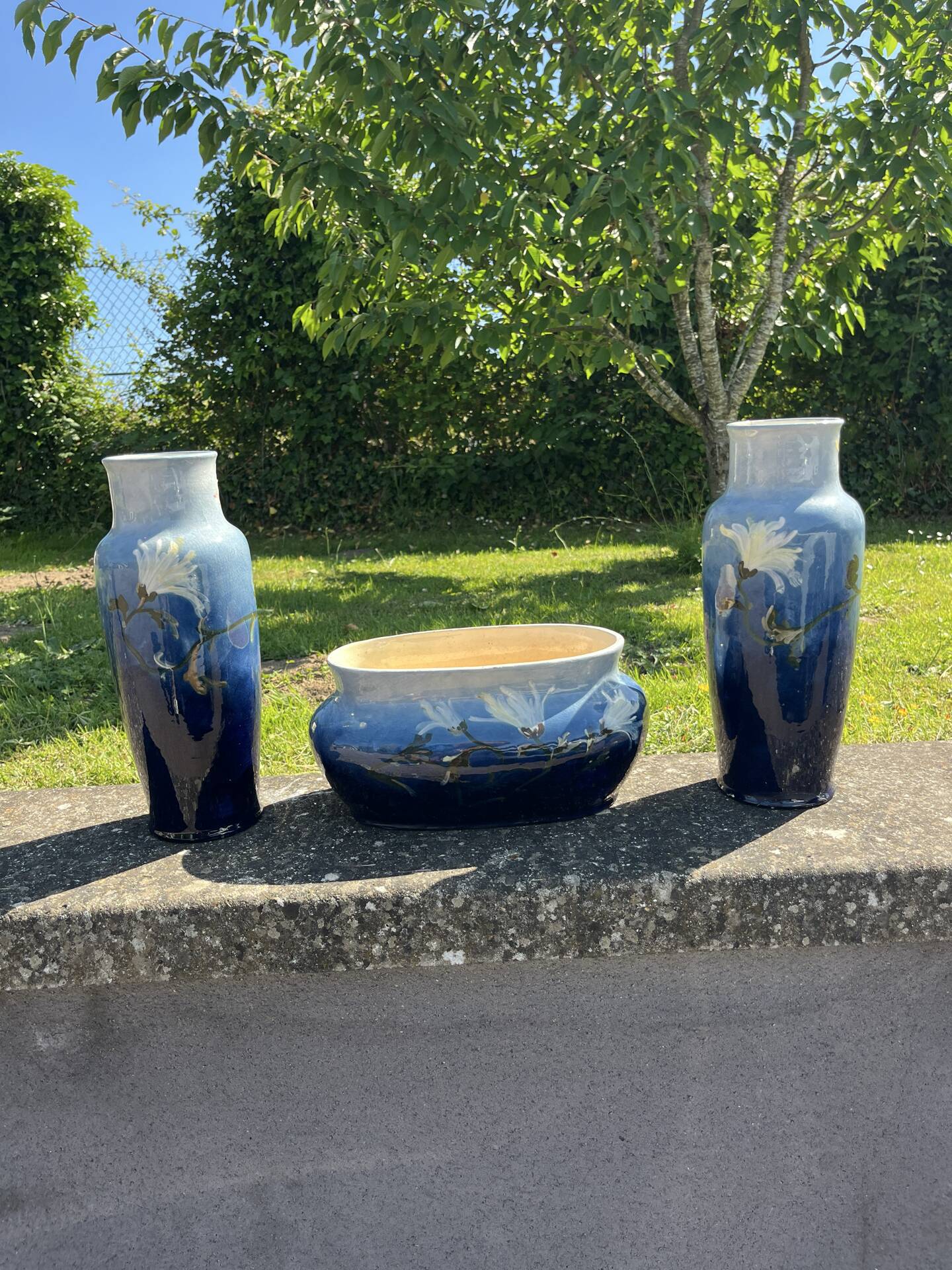 Fireplace set of vases in earthenware Montigny sur Loing