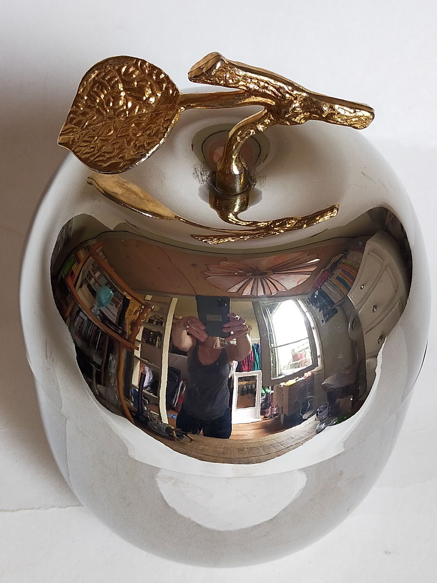 Apple ice bucket in silver metal signed Daniel CREGUT vintage