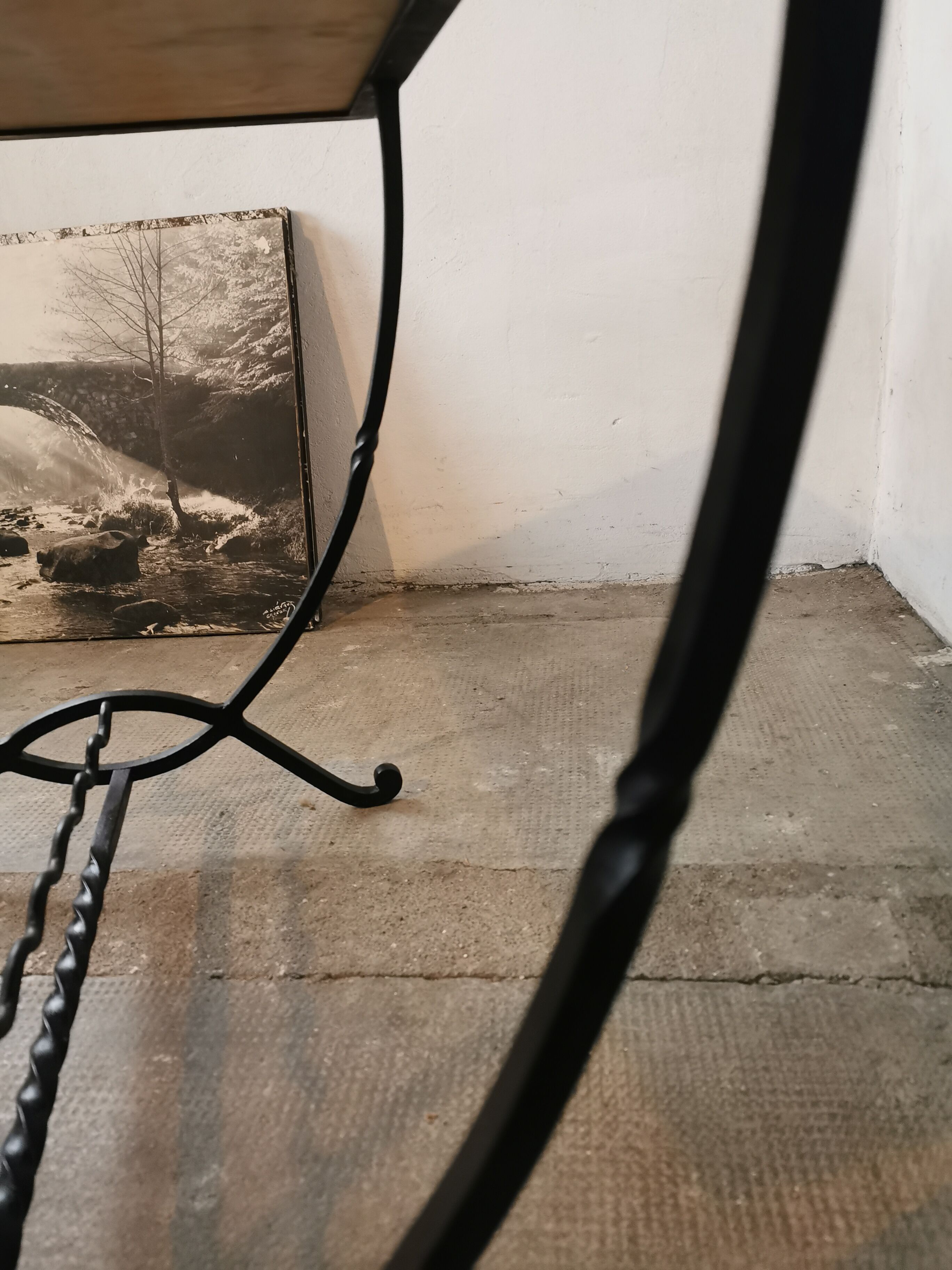 Marble and wrought iron coffee table