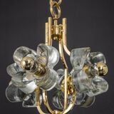 Small brass and crystal glass pendant by Sische, Germany, 1970s.