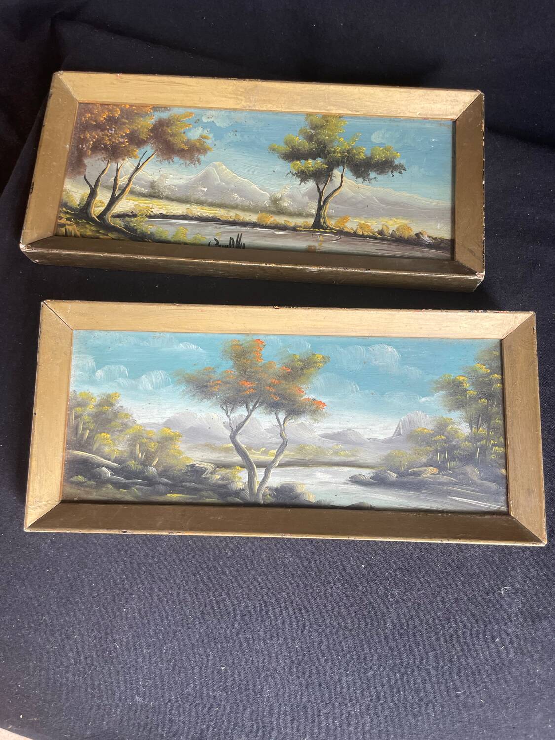 Two framed oil landscape paintings signed Campillo
