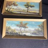 Two framed oil landscape paintings signed Campillo