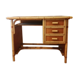 Wood and rattan desk