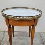 Table basse bouillotte en marbre blanc style Louis xvi ancienne