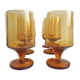 Set of 6 vintage amber foot glasses