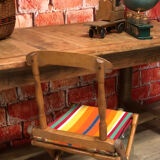 Old vintage camping chair wood and canvas