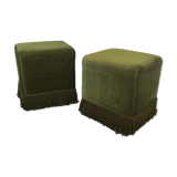 Pair of khaki green velvet beanbags