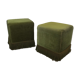 Pair of khaki green velvet beanbags
