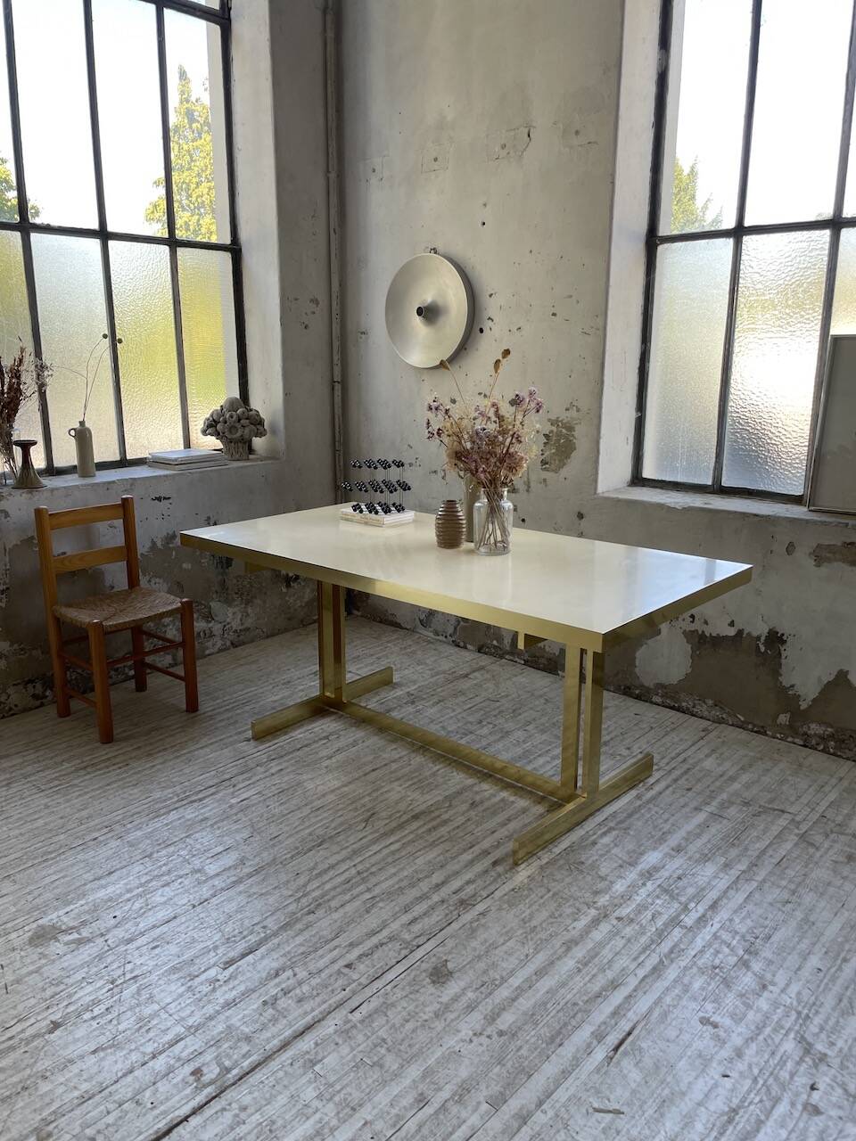 Brass table 1970 Italian lacquer