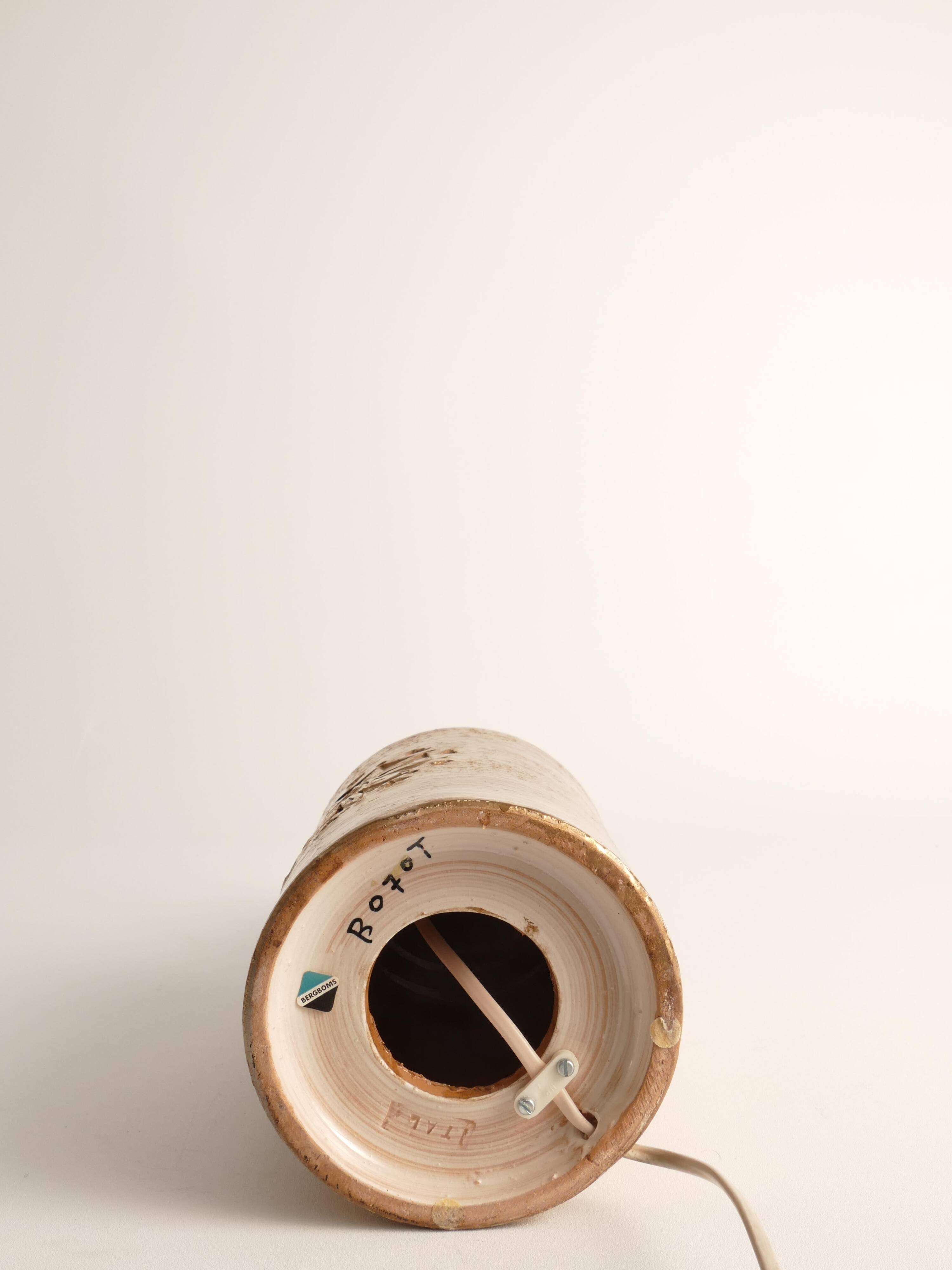 Gold Glazed Ceramic Table Lamp by Bitossi for Bergboms, 1970's