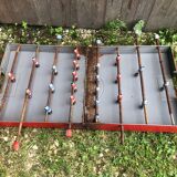 Old table football toy red metal + vintage wood players