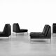 Canapé modulaire vintage allemand moderne minimaliste en cuir et chrome du milieu du siècle