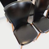 Set of 6 vintage Baumann Essor chairs in beech wood and skai