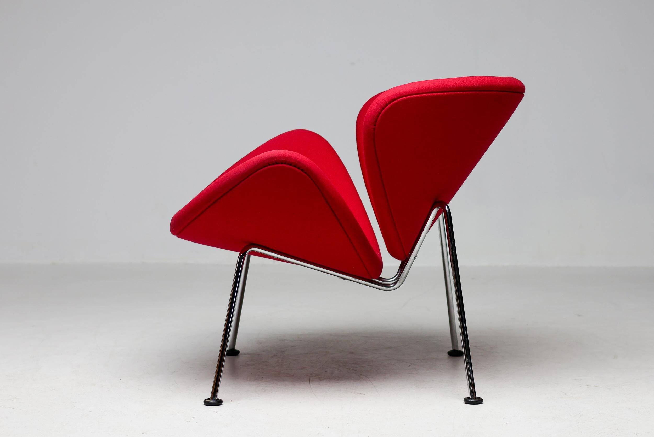 Mid-century modern chair with red and orange slices by Pierre Paulin