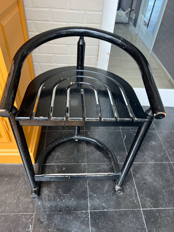 Chaise haute Allmilmö vintage 1980 – design postmodern en chêne courbé